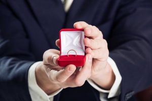 Engagement ring in a red box