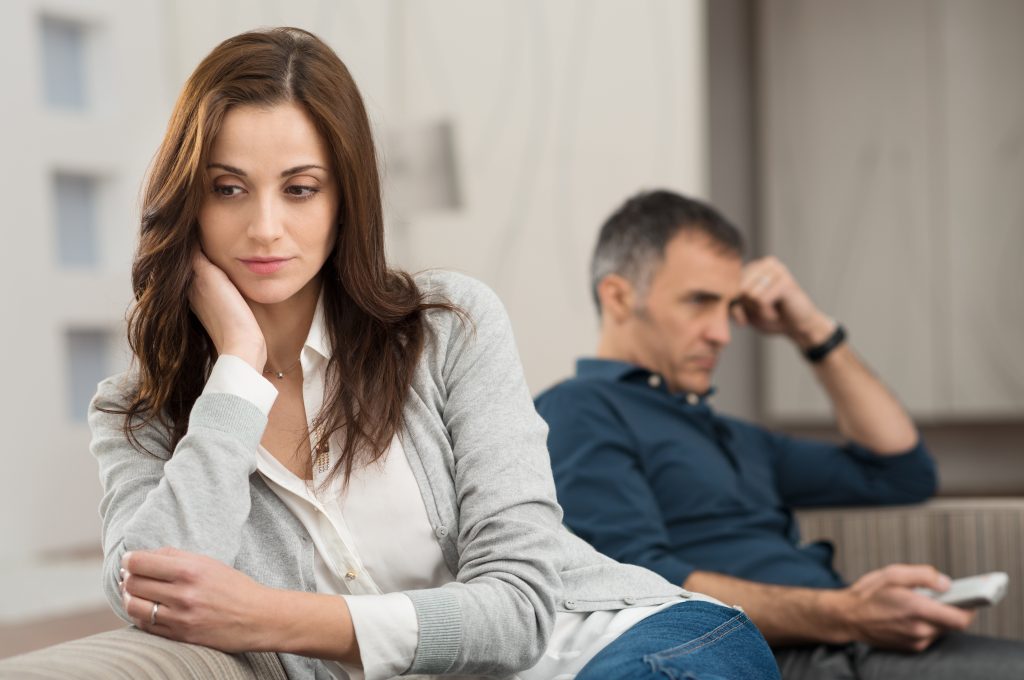 Man and woman thinking about legal separation