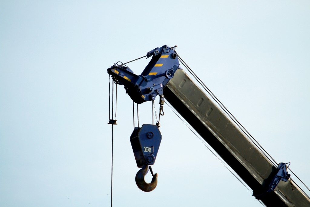 a part of a crane truck for construction