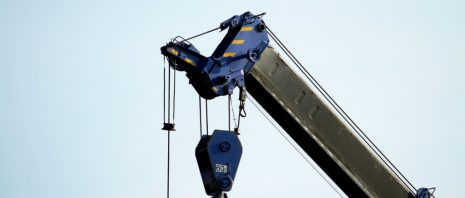 a part of a crane truck for construction