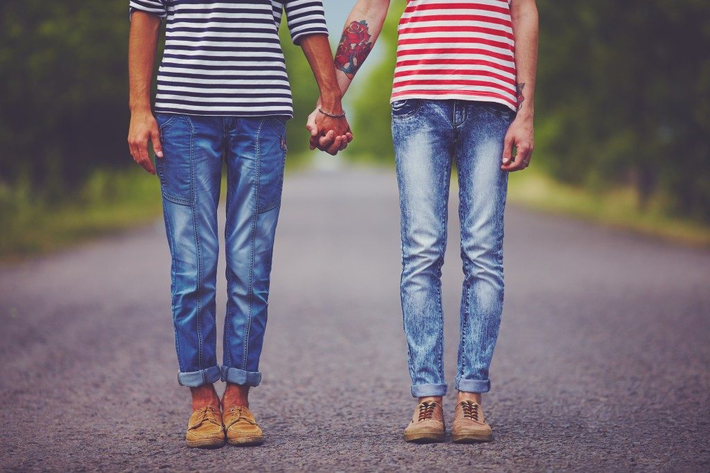 couple wearing denim jeans