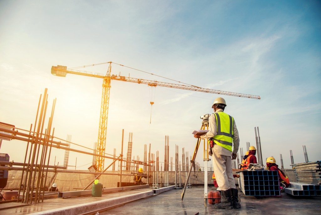 Construction site with crane