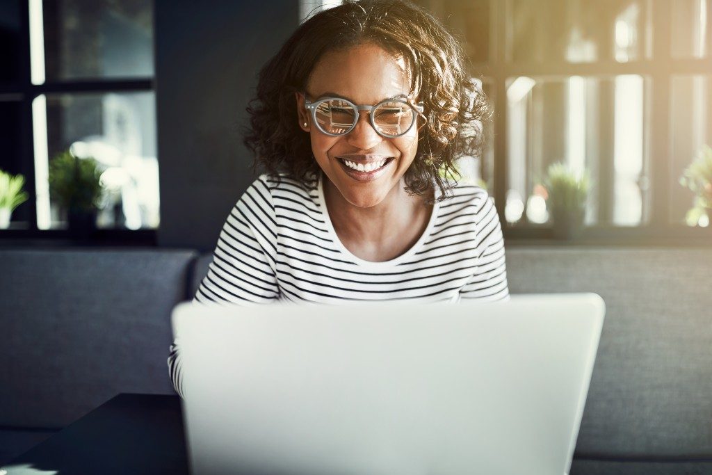 Woman using laptop