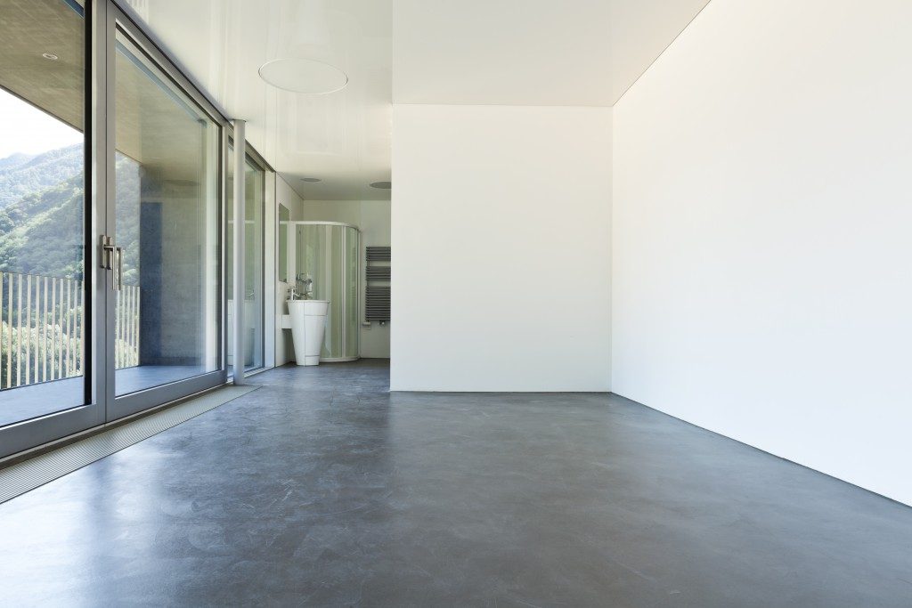 room with concrete floor